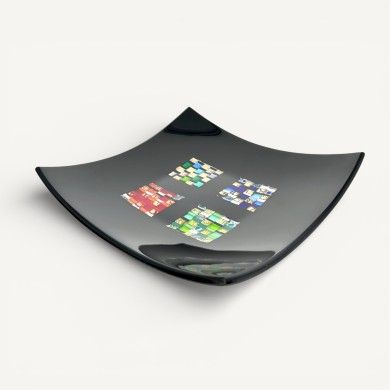 PITAGORA | Centrotavola Nero con Mosaico e Foglia Oro | Murano Store