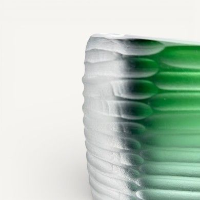 MONTERO - Vaso em vidro de Murano martelado e acetinado, verde esmeralda