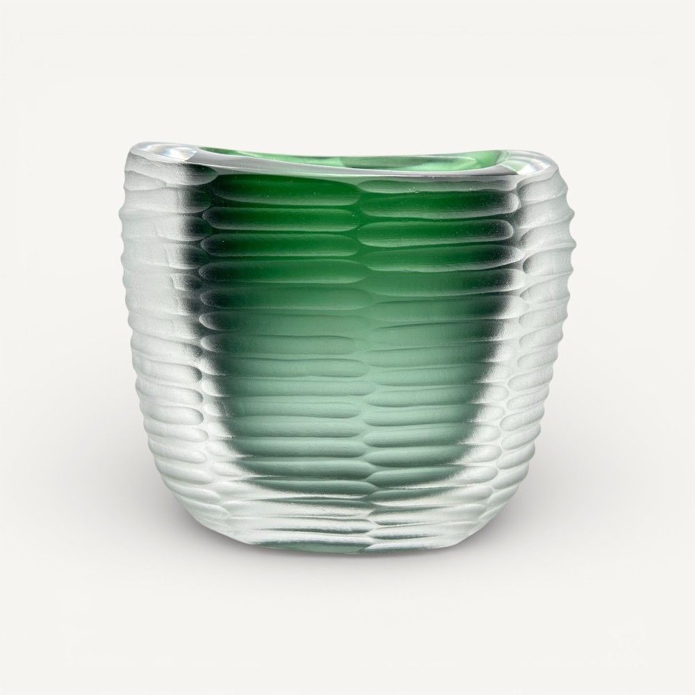 MONTERO - GREEN wrought and submerged vase in Murano glass