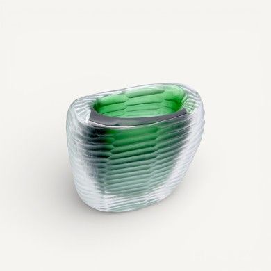 MONTERO - GRÜNE geschlagene und getauchte Vase aus Muranoglas