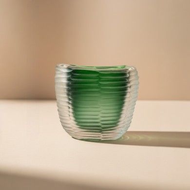 MONTERO - GREEN wrought and submerged vase in Murano glass