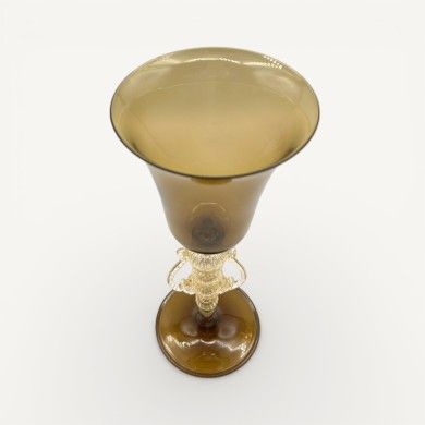 LAZZARO | Venetian Tipetti | Tobacco colored Goblet | Murano Store