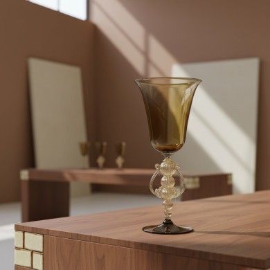 LAZZARO | Venetian Tipetti | Tobacco colored Goblet | Murano Store