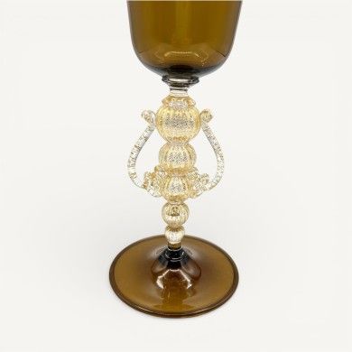 LAZZARO | Venetian Tipetti | Tobacco colored Goblet | Murano Store