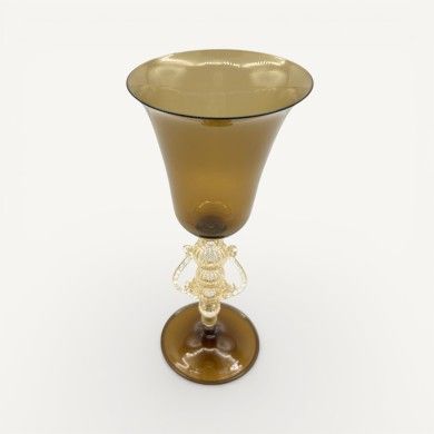 LAZZARO | Venetian Tipetti | Tobacco colored Goblet | Murano Store