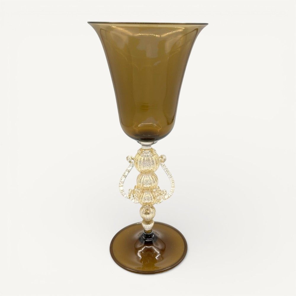 LAZZARO | Venetian Tipetti | Tobacco colored Goblet | Murano Store