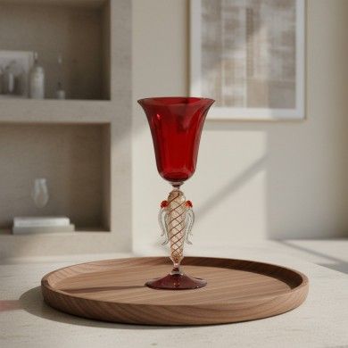 LEONARDO | Tipetto Veneziano rosso e foglia oro | Murano Store