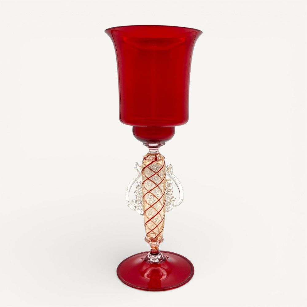 LEONARDO | Venezianischer Typ, rot und Blattgold | Murano Store