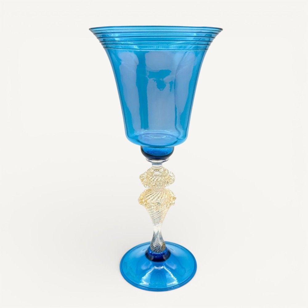 LEONARDO | Blue Venetian tipetto with gold leaf | Murano Store