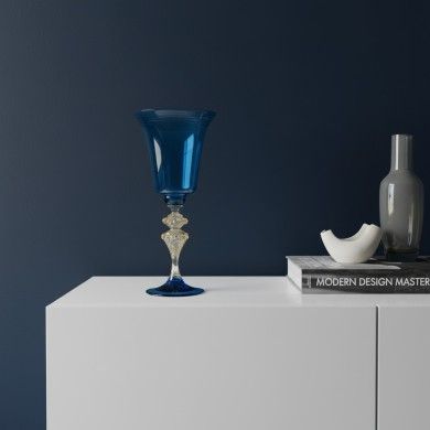 LEONARDO | Blue Venetian tipetto with gold leaf | Murano Store