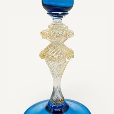 LEONARDO | Blue Venetian tipetto with gold leaf | Murano Store