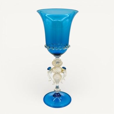 LEONARDO, copa de colección azul y dorada | Murano Store