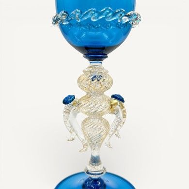 LEONARDO, Sammlerkelch in Blau und Gold | Murano Store