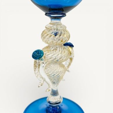 LEONARDO, calice da collezione azzurro e oro | Murano Store