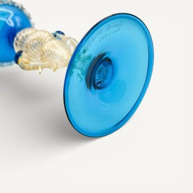 LEONARDO, copa de colección azul y dorada | Murano Store