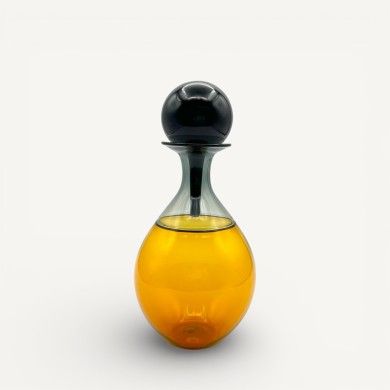 ALINA | Ampulle mit schwarzem Stopfen | ORANGE | Muranoglas