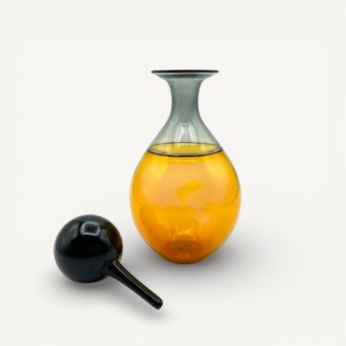 ALINA | Ampoule with black stopper | ORANGE | Murano glass