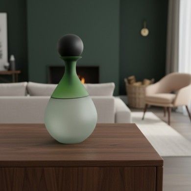 FIONA - Frasco em vidro soprado satinado verde e cinza