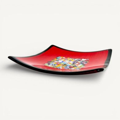 GEOX | Roter Teller mit Murrine | Murano-Store