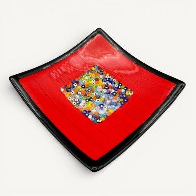GEOX | Red Plate with Murrine | Murano-Store