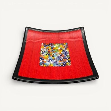 GEOX | Piatto Rosso con Murrine | Murano-Store