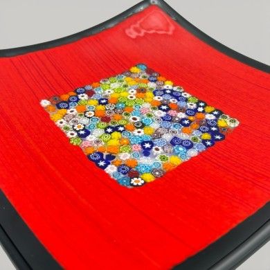 GEOX | Assiette rouge avec Murrine | Murano-Store