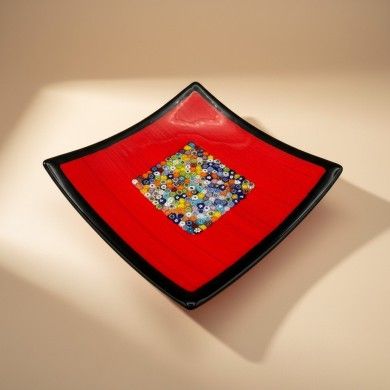 GEOX | Piatto Rosso con Murrine | Murano-Store