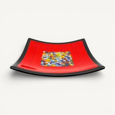 GEOX | Red Plate with Murrine | Murano-Store