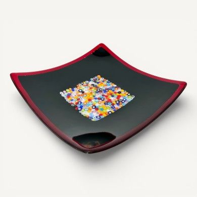 GEOX | Piatto di design nero con Murrine | Murano-Store