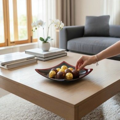 GEOX | Black designer plate with Murrine | Murano-Store