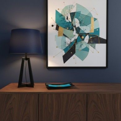 CAMPIELLO | Aquamarin Tafelaufsatz mit Blattgold | Murano-Store