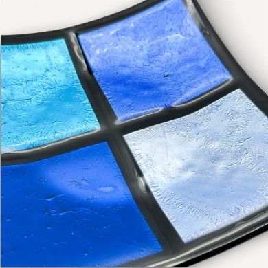 MILLENNIUM | Black Plate with Blue and Azure Squares | Murano Store