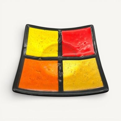 MILLENNIUM | Black Plate with Orange and Amber Squares | Murano Store