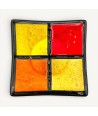 MILLENNIUM | Schwarzer Teller mit orangen und bernsteinfarbenen Quadraten | Murano Store