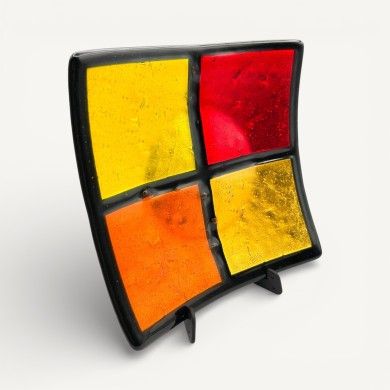 MILLENNIUM | Black Plate with Orange and Amber Squares | Murano Store