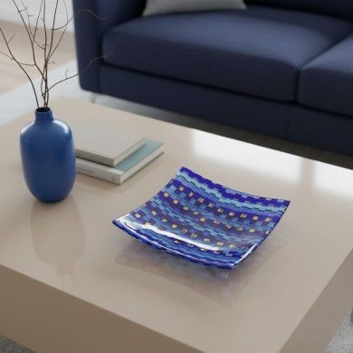 SOLE E LUNA | Blue and Gold Mosaic Plate | Murano Store