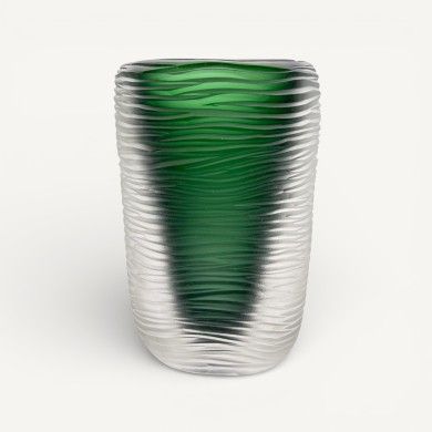 MONTERO - GREEN wrought and submerged vase in Murano glass