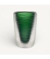 MONTERO - GREEN wrought and submerged vase in Murano glass