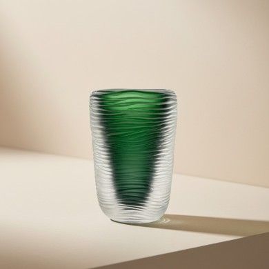MONTERO - GREEN wrought and submerged vase in Murano glass