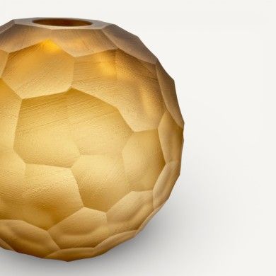 SEVILLE | Amber satin-finish hammered vase | Murano Store