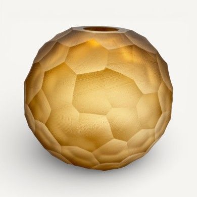 SEVILLE | Amber satin-finish hammered vase | Murano Store