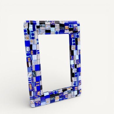 INSTANTI | Blue and Gold Mosaic Photo Frame | Murano-Store