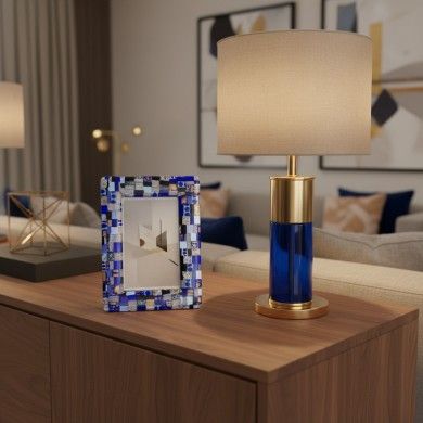 INSTANTI | Blue and Gold Mosaic Photo Frame | Murano-Store