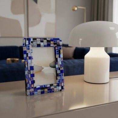 INSTANTI | Blue and Gold Mosaic Photo Frame | Murano-Store