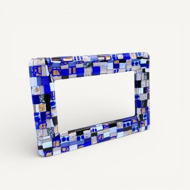 INSTANTI | Blue and Gold Mosaic Photo Frame | Murano-Store