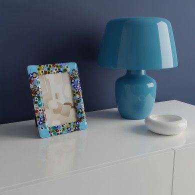 ARMONIE | Cadre photo bleu clair avec Murrine | Murano-Store