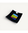CARLOS | Black Saucer with Multicolor Decoration | Murano Store