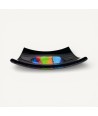CARLOS | Black Saucer with Multicolor Decoration | Murano Store
