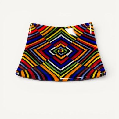 DHELI, soucoupe rayée en verre de Murano Multicolore | Murano Store