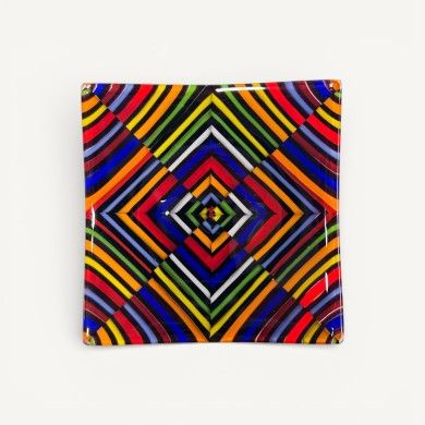 DHELI, striped Murano glass saucer Multicolor | Murano Store